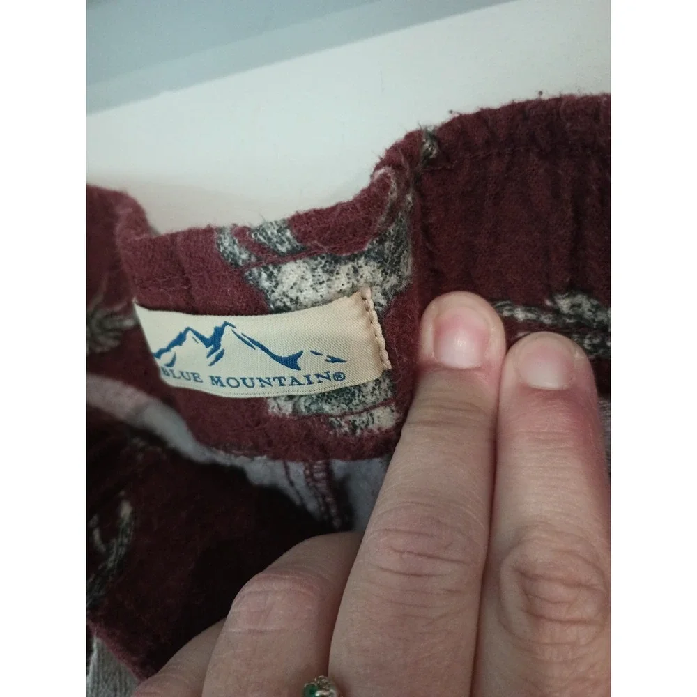 Blue Mountain Mens 2XL Pajama Pants Flannel Burgundy Deer Buck Antler Lounge...
